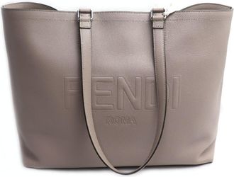 Fendi Gray Leather Tote Bag (Pre-Owned)