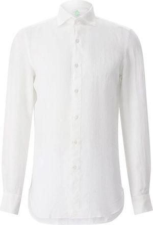 Finamore Linnen Overhemd - Heren - Zakelijke Overhemden - Wit - 2XL - Linnen - Overhemden