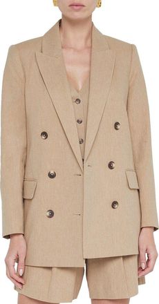 L'agence LAgence Aimee Relax Double Breasted Linen-Blend Blazer
