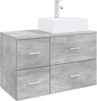 vidaXL Juego De Muebles De Ba&ntilde;o 2 Uds. Gris Hormig&oacute;n Vidaxl