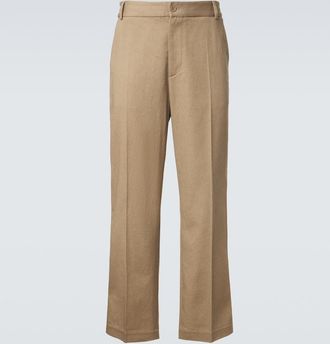 Moncler Pleated cotton straight pants