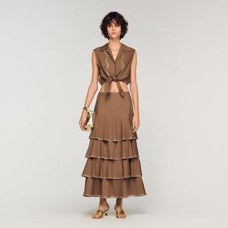 Sandro Rhinestone cropped shirt