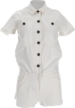BA&SH Ba & Sh Dundee Button-Down Jumpsuit in White Cotton