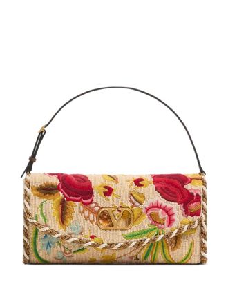 Valentino Garavani small Vain Soft embroidered shoulder bag - Neutrals