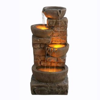 Teamson Home Outdoor Water Fountain with LED Lights, 84.5 cm Brown