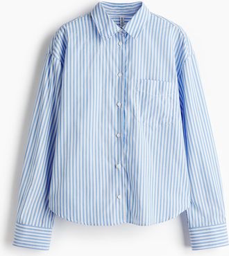 H&M Oversized Popelinebluse - Blue