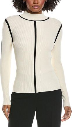 Elie Tahari Mock Neck Novelty Contrast Sweater