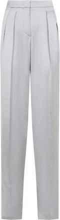 Giorgio Armani Hoge taille zijden broek in grijs - Dames - Slim Fit Broeken - Wit - XS - Leer - Broeken