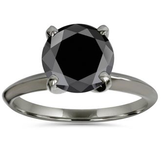 Pompeii3 2ct Black Diamond Solitaire Engagement Ring 14K Black Gold Size Selectable