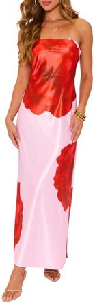 VICI Collection Bolden Strapless Satin Maxi Dress in Pink Red at Nordstrom, Size X-Small
