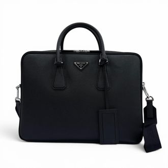 Prada Black Leather Briefcase (Pre-Owned)