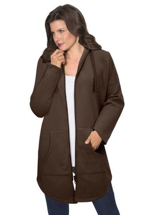 Roaman's Fleece Zip Hoodie Sweatshirt in Chocolate at Nordstrom, Size Medium