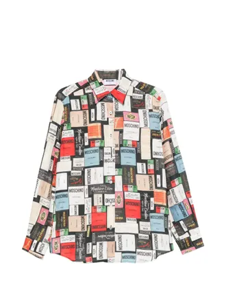 Moschino Long-Sleeved Button-Up Shirt with Eclectic Print