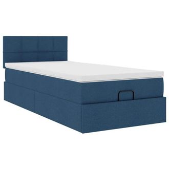 vidaXL Cama Otomana Con Colch&oacute;n Azul 90x200 Cm Tela Vidaxl