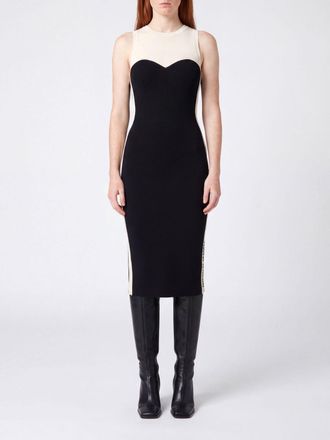 Elisabetta Franchi Bicolour Print Off-The-Shoulder Sheath Midi Dress