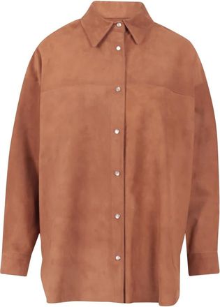 Salvatore Santoro Overhemden, Dames, Beige, S, Su&egrave;de, Su&egrave;de jasje met franjes