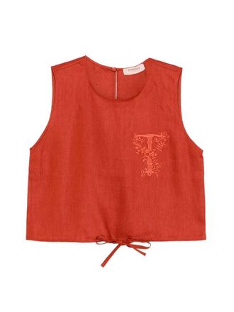 Twin-Set Top With Drawstring And T Embroidery