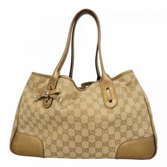 Gucci Brown Gold Canvas Tote Bag (Pre-Owned)