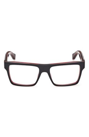 Christian Louboutin 54mm Rectangular Optical Glasses in Black /Red at Nordstrom