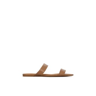 Kazar Minimalistische Slide met Dubbele Band - Dames - Sandalen - Bruin - 39 EU - Leer - Schoenen