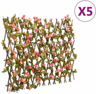 vidaXL Enrejado Expansible Hiedra Artificial Rosa 5 Uds 180x60 Cm Vidaxl