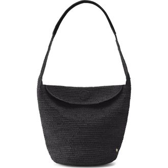 Helen Kaminski Yala Crochet Raffia Shoulder Bag in Charcoal/Black at Nordstrom