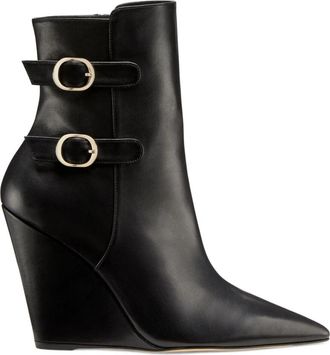 Stuart Weitzman Western-ge&iuml;nspireerde Saloon 100 Wedge Boot - Dames - Sleehakken - Zwart - 35 EU - Leer - Schoenen