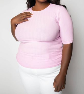 Vince Elbow Sleeve Crew Neck T-Shirt In Petal Nectar