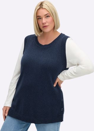Sheego Pullunder SHEEGO Pullunder, Damen, Gr. 40/42, dunkelblau, meliert, 100% Baumwolle, meliert, Pullover Pullunder