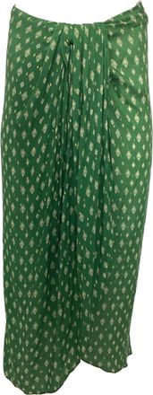 Johanna Ortiz Merecumbé Print Faux Wrap Maxi Skirt in Green Viscose