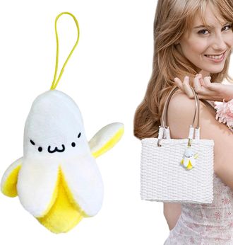 Generic Banana Keychain Plush, Soft Peel Banana Plush Keychain Pendant, Cute And Fashionable Bag Pendant Keyring Stuffed Banana Doll For Party Decorations Wal
