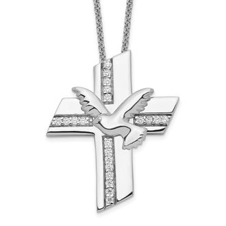Diamond2Deal Sterling Silver Cubic Zirconia Confirmation Blessings Necklace