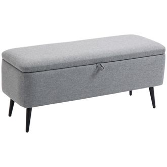 OEM Banco De Almacenamiento Con Tapa Abatible Y Patas De Acero Para Dormitorio Sal&oacute;n Entrada 101x38,5x44,5 Cm Gris