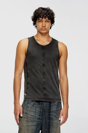 Diesel Tank top in denim-look jersey - T-Shirts - Man - Black
