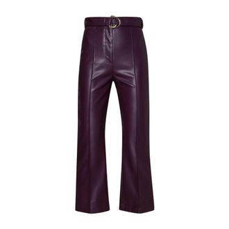Liu Jo Flare Cropped Leren Broek - Dames - Wijde Broeken - Paars - XL - Polyester - Broeken