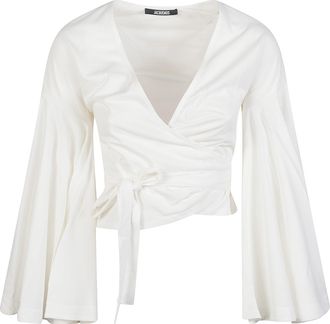 Jacquemus White Wrap Design Cotton Top
