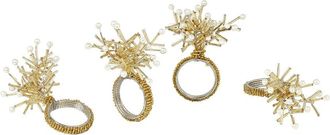 Tiramisu Set Of 4 Golden Nova Starburst Napkin Rings
