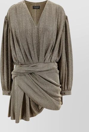 Balenciaga v-neck draped mini dress
