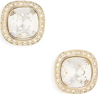 Swarovski Unape Cushion Crystal Stud Earrings in Crystal/gold at Nordstrom