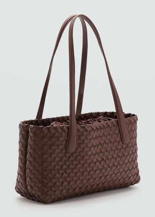 Mango Borsa tote intrecciata marrone - Donna - Taglia unica - MANGO