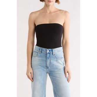 Alice & Olivia Bandeau Strapless Bodysuit in Black at Nordstrom Rack, Size Large