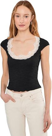 Free People Oh My Darling T-Shirts Womens Clothing Black : MD (Womens 8-10), Cotton/Rayon/Spandex