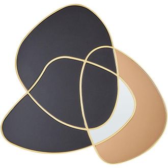Beliani Beliani - Specchio da parete di forma irregolare in stile Art D&eacute;co con cornice dorata e vetro colorato, nero e oro Tailly