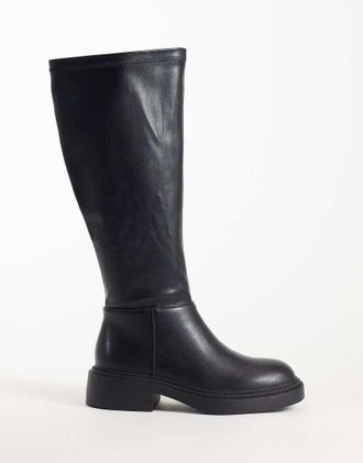New Look wide fit stivali al ginocchio chunky neri-Nero