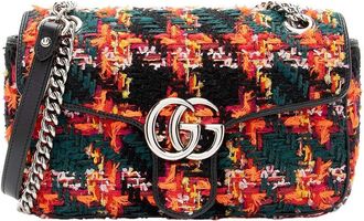 Gucci Black Tweed Gg Marmont Small Flap Bag (Authentic Pre-Loved)