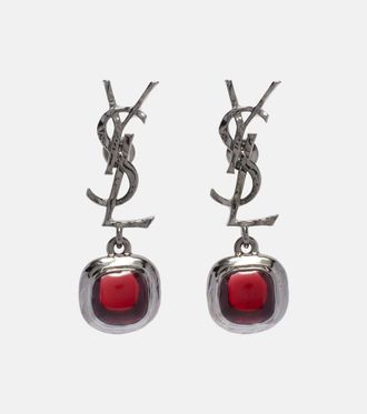 Saint Laurent Cassandre embellished drop earrings