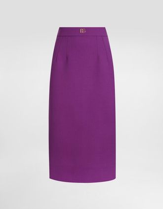 Dolce & Gabbana Wool Crêpe Sheath Skirt - Woman Skirts Purple 36