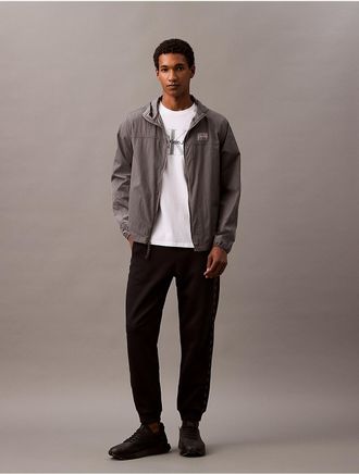 Calvin Klein Mens Fleece Logo Piping Joggers - Black - XXS