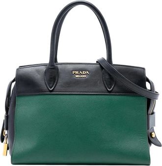 Prada Pre-owned Handbags, female, Green, Size: ONE SIZE Pre-owned Structured Leather Handbag