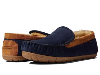 L.L.Bean Wicked Good Slipper Venetian Mens Shoes Carbon Navy/Saddle : 10 D - Medium, Suede